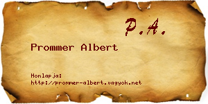 Prommer Albert névjegykártya